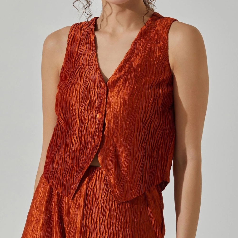 ASTR the Label Button Up Plisse Vest